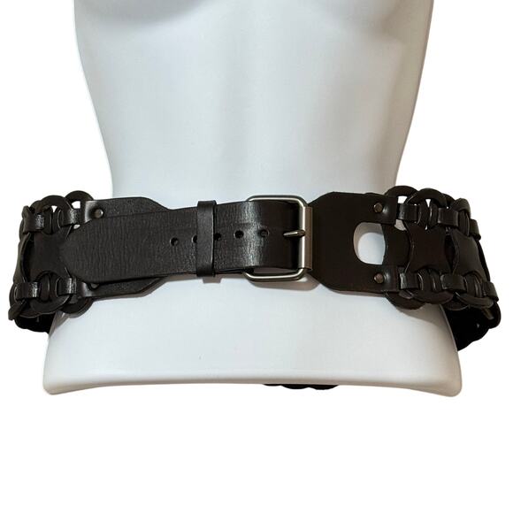 Equal Hands Explorer Allison Wide Statement Belt Black Leather Size Small - Picture 4 of 6